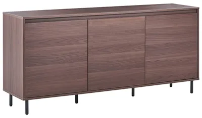 Produktbild von BELIANI Sideboard Dunkelbraun Holzoptik MDF mit Schwarzen Metallbeinen 3 Türen Stauraum Aufbewahrung Highboard Wohnzimmer Esszimmer Schlafzimmer