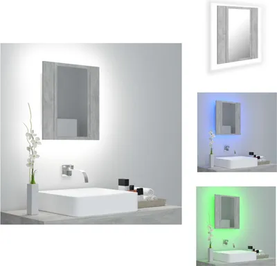 Image de vidaXL Armoire à miroir de salle de bain LED gris béton 40x12x45 cm Acrylique - lavabos de salle de bain