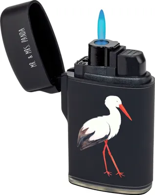 Produktbild von Mr. & Mrs. Panda Feuerzeug Storch - Schwarz - Geschenk, Lustige Sprüche, Zünder, Mütter, sturmfeuerzeuge, Geburt, Gasfeuerzeug, Baby, zigarettenanzünder, Störche