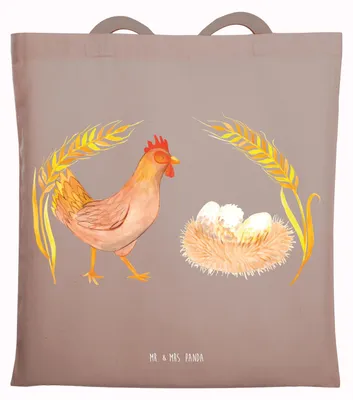 Produktbild von Mr. & Mrs. Panda Jutebeutel Huhn Stolz - Braun Pastell - Geschenk, Bauernhof, Spruch, Tasche, Schultasche, Henne, Einkaufstasche, Hahn, Geburt, Shopping, Schwangerschaft