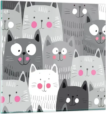 Produktbild von Bilder auf glas - Kittys Tiere Illustration - 70x70cm - Glasbilder - Wandbilder - Kunstdruck - zum Aufhängen bereit - Wanddekoration aus Glas - Glas Bilder - Wandbild auf Glas - GAC70x70-2890