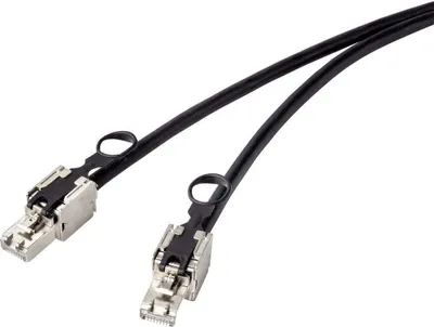 Produktbild von Renkforce RF-4538220 RJ45 Patchkabel CAT 6a S/FTP 20.00 m Schwarz mit Zugring zur Entriegelung 1 St.