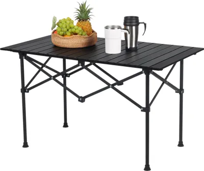 Produktbild von Relaxdays Campingtisch, faltbarer Beistelltisch, HBT 55 x 95 x 53 cm, Camping & Picknick, Klapptisch Stahl, schwarz