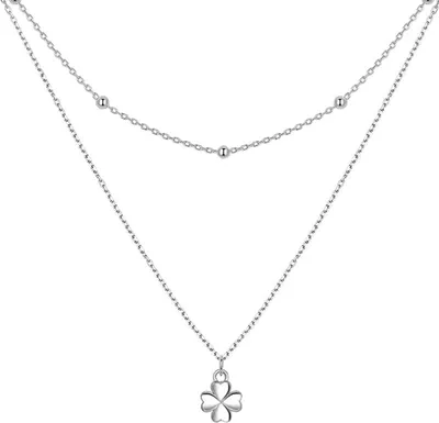 Image de Collier trèfle en argent, collier en argent sterling 925