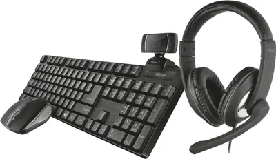 Obrázok produktu pre Trust Qoby, Bezdrôtový, RF Wireless, Membránový spínač kláves, QWERTY, Čierna, Obsahuje myš