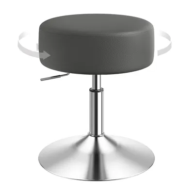 Produktbild von WOLTU Schminkhocker, Barhocker rund, Arbeitshocker, gepolstert, Kunstleder Grau