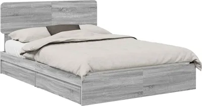 Zdjęcie produktu dla vidaXL Łóżko do przechowywania szare Sonoma 140 x 200 cm materiał drewnopochodny