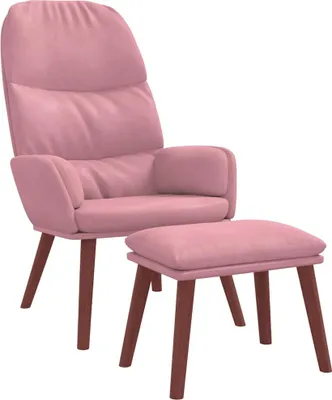Immagine prodotto di Poltrona relax con sgabello in velluto rosa