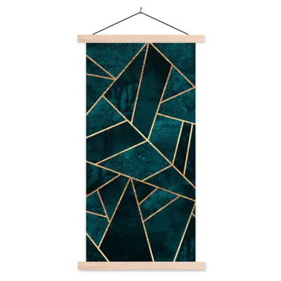 Produktbild von MuchoWow® Textilposter Steine - Gold - Luxus - Muster - Abstrakt 60x120 cm mit holzfarbenen Rahmen - Holz