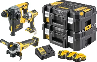 Produktbild von DEWALT DCK305P3T-QW Akku-Schlagschrauber Akku-Bohrhammer Akku-Winkelschleifer 18 V 5.0 Ah