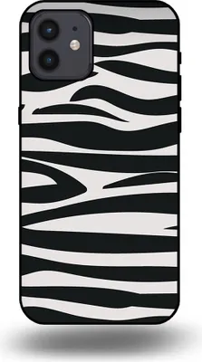 Produktbild von Smartphonica Handyhülle passend für iPhone 12/12 Pro mit Zebradruck - TPU-Hülle mit Zebradruck-Design - Schwarz Weiß
