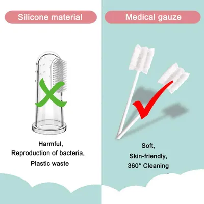 Immagine prodotto di 30 pezzi spazzolino da denti in garza per bambini, morbido massaggiatore per denti usa e getta per