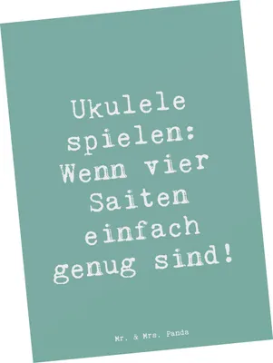 Produktbild von Mr. & Mrs. Panda Postkarte Spruch Ukulele Freude - Meeresbrise - Geschenk, Ansichtskarte, Grußkarte, Hawaii, Instrument, bildkarte, spielen, Musik, Saiten, Ansichtskarten
