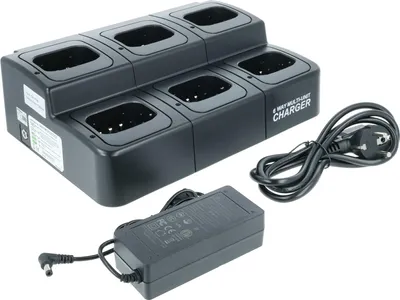 Produktbild von vhbw 6-fach Ladegerät kompatibel mit Icom BP-252 Funkgerät-Akkus - Ladestation + Netzteil + Stromkabel, 8,4 V