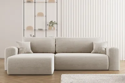 Produktbild von Kaiser Möbel Ecksofa mit Schlaffunktion L-förmiges Sofa Capri Stoff Poso Beige Links