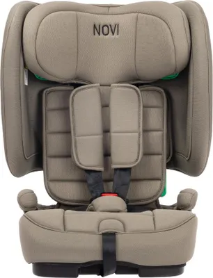Produktbild von Novi Morris i-Size Kindersitz (R129) – 76–150 cm – faltbar – 5-Punkt-Gurt & Gurtbefestigung - Taupe