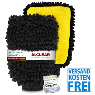 Produktbild von ALCLEAR 95C2 Chenille Zottelhandschuhe 2er Set Auto Waschhandschuh 22 x 17 cm