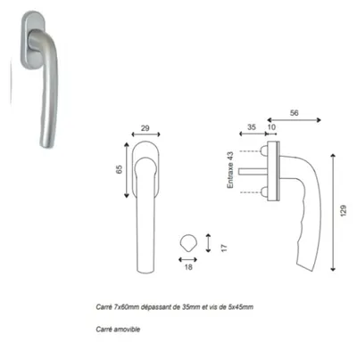 Immagine prodotto di Maniglia per finestra 010220f9 GD MENUISERIES