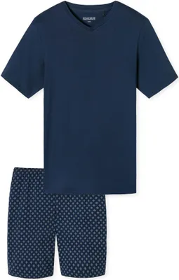Produktbild von Schiesser Casual Essentials Schlafanzug Set aus Kurzarm-Shirt und kurzer Hose, Hose mit seitlichen Taschen, Lässige Passform