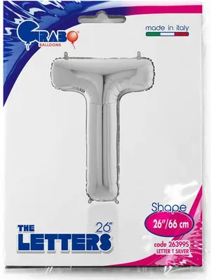 Zdjęcie produktu dla Balon foliowy Litera T, 66cm,Srebrna