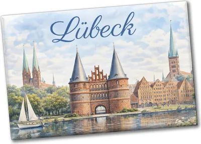 Produktbild von Lübeck Stadtansicht Souvenir Magnet mit Backsteintor