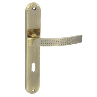 Produktbild von DOMINO Türgriff 72 Drückergarnitur BB-Buntbart Set | Türklinke für Zimmertür, Bürotür, Kellertür & Innentür | L-Form |Aluminium | Bronze | ALMA ECO M3