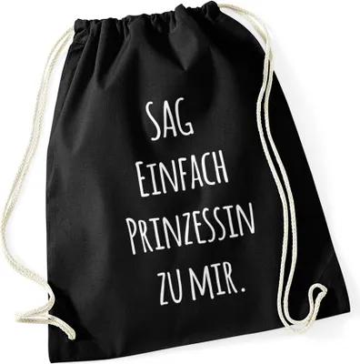 Produktbild von Turnbeutel Spruch "Sag einfach Prinzessin zu mir" Gymsac Gymbag Moonworks® schwarz unisize