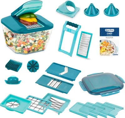 Produktbild von Genius Nicer Dicer Chef Professional Gemüsescheider 23-tlg. Gemüsehobel manuell 5.2L ; A27175 Julienne, Salatschneider mit Rezeptbuch