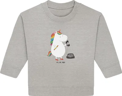 Produktbild von Mr. & Mrs. Panda Organic Baby Pullover Einhorn Sekretärin 12. - 18. Monat - Heather Grey - Geschenk, Unicorn, Bullover, Steuerkanzlei, Büro, Einhörner