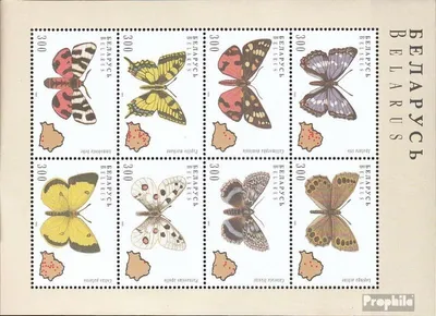 Produktbild von Briefmarken Weißrussland 1996 Mi 123-130 Kleinbogen (kompl.Ausg.) postfrisch Schmetterlinge
