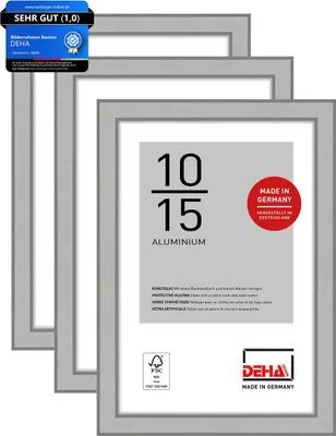Produktbild von DEHA Design Aluminium Portraitrahmen, Bilderrahmen 3er SET Boston, 10x15 cm, Struktur Silber Matt