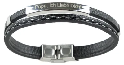 Produktbild von Herren-Lederarmband Mit Gravur „Papa Ich Liebe Dich“