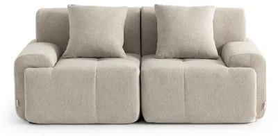 Image de Canapé modulaire SOFAMOUS de MILYSOFA, modèle droit, 2 places, revêtement en tissu velours, couleur sable