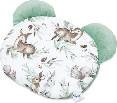 Obrázek produktu pro Pepi Cuddly Cushion - polštářek s medvídkem - 50×50 cm - dětský dekorační polštářek do dětského pokoje - zelený drážkový se sametem