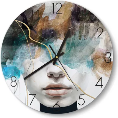 Produktbild von DEQORI Glasuhr Ø30 cm Zahlen 'Gefühlswirbel' Wanduhr Glas Uhr Design leise Küchenuhr
