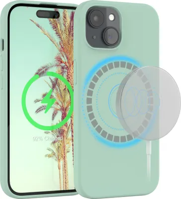 Produktbild von EAZY CASE Silikon MagSafe Handyhülle kompatibel mit Apple iPhone 15 Hülle mit Kameraschutz, Silikonhülle, Schutzhülle Grün