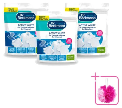 Produktbild von 3 x Dr. Beckmann Active White Oxi Kraft-Pulver für weiße Wäsche 400 g - Sparpackung - 3 Stücke
