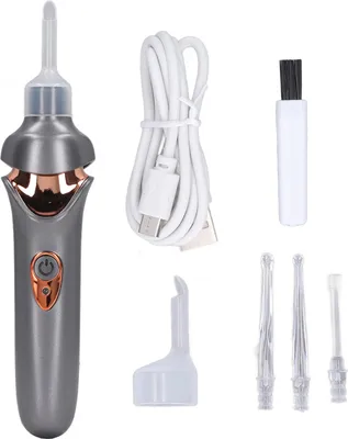 Zdjęcie produktu dla Elektryczny odkurzacz do uszu ze światłem LED miękkie końcówki ładowanie USB usuwanie woskowiny dla dzieci dorosłych czarny czarny