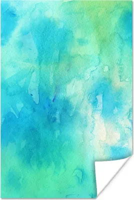 Produktbild von MuchoWow® Poster Aquarell - Grün - Blau - Weiß 120x180 cm - Kunstposter