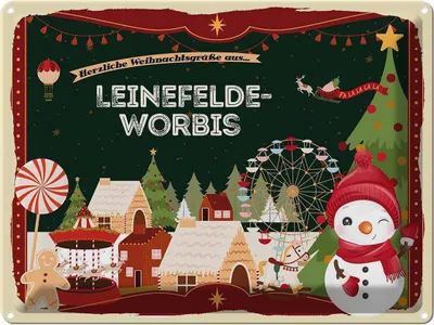 Produktbild von vianmo Blechschild 30x40 cm Weihnachtsgrüße aus Leinefelde-Worbis Weihnachten