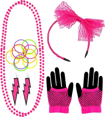 Produktbild von Disco Pink Neon 80er Karnevalsset