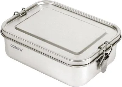 Image de Boîte à lunch en acier inoxydable 850 ml, étanche, argentée, à deux compartiments