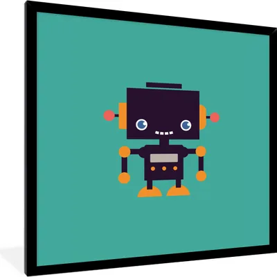 Produktbild von MuchoWow® Gerahmtes Poster Roboter - Gesicht - Antenne - Blau - Jungen 40x40 cm - Poster mit Schwarzem Bilderrahmen Wandposter Rahmen Foto Bilder - Mit Rahmen - Wanddekoration Schlafzimmer