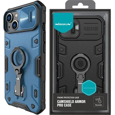 Produktbild von Nillkin CamShield Armor Pro Case iPhone 14 Plus Panzerhülle mit Kameraschutzringständer Blau