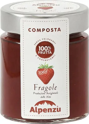 Produktbild von Composta di Fragole 100 % da Frutta, Erdbeer-Fruchtaufstrich aus 100% Frucht, 150g, Alpenzu