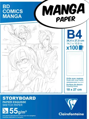 Produktbild von Clairefontaine 5x Manga-Block Storyboard B4 100 Bl 55g, einfachem Raster 94039C