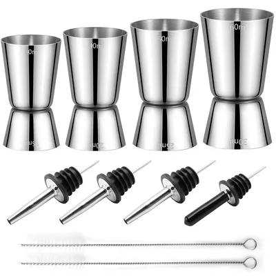 Productafbeelding van Cocktail jigger - Maatbeker - Roestvrij staal - 3 cl / 4 cl / 5 cl / 6 cl - Set