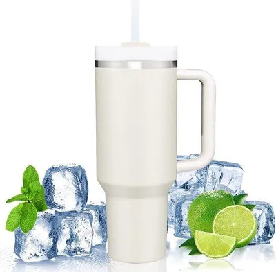Produktbild von Famanu Isolierbecher 1200 ml - Weiß mit Rietje und Handgriff