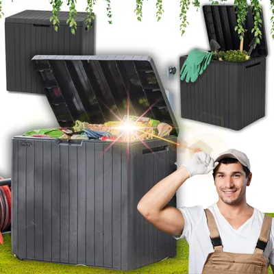 Produktbild von Keter Gartenbox Aufbewahrungsbox mit Deckel groß stabil