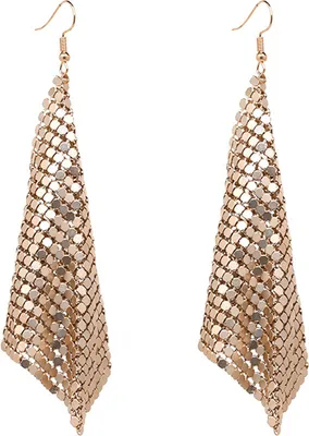 Produktbild von Damen-Ohrringe, modisch, quadratisch, mit Pailletten, Quaste, baumelnd, Statement-Schmuck, Geschenk-Golden